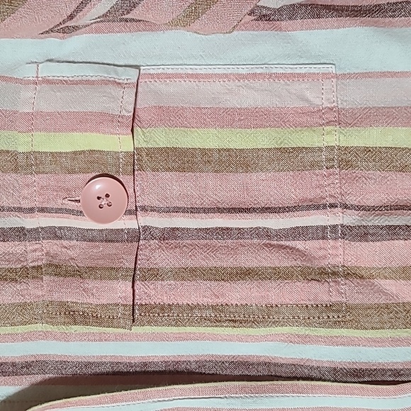 CATO Women's Pink Striped Front Zip Thin Jacket -Size Large - Picture 2 of 15